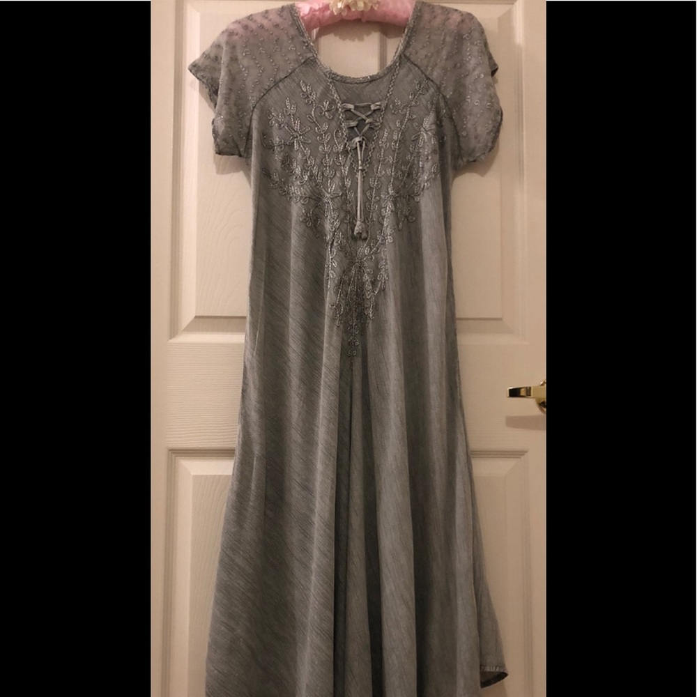 Grey - Summer Bohemian Style Asymmetric Midi-Maxi Dress